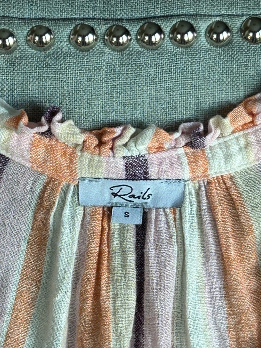 Rails Christy Luxe Linen Sleeveless Top Papaya Stripe Purple Orange Pink Size S - Picture 4 of 13